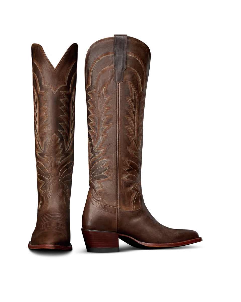 Tecovas Mocha The Abby Goat Leather Women's 17 inch Cowgirl Boots W21065MOC