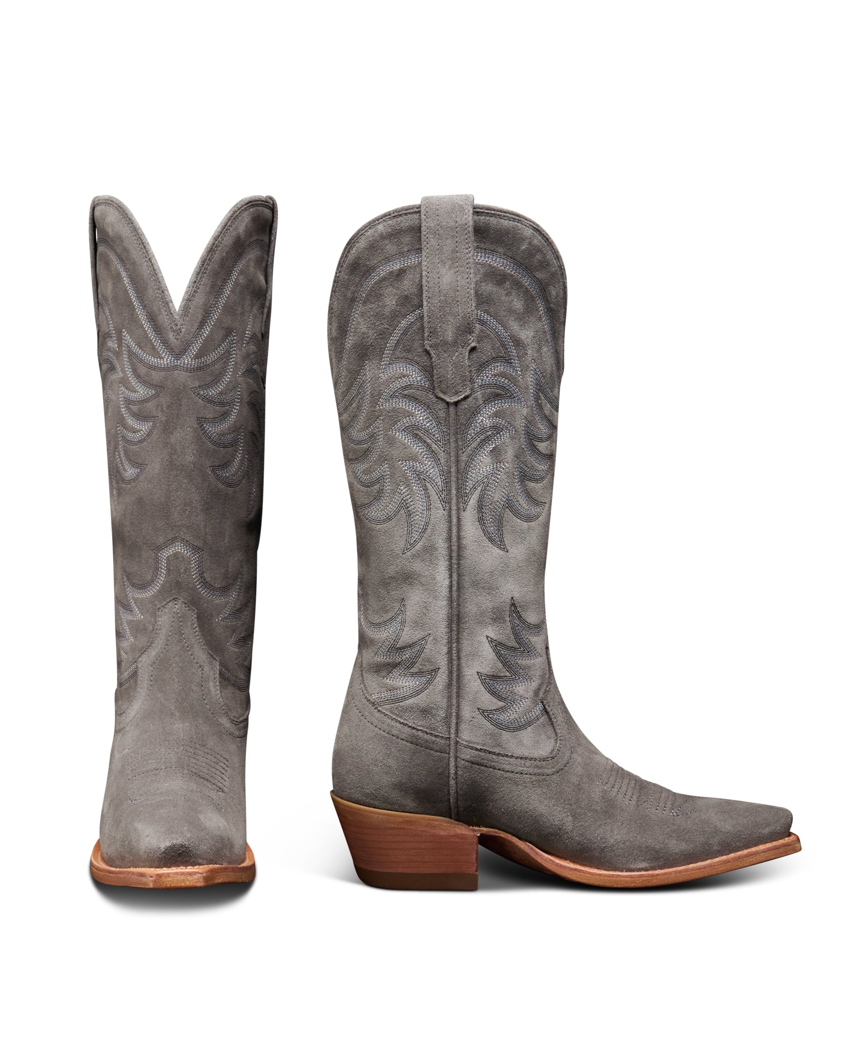 Tecovas Charcoal Suede Annie Women's 14 inch Snip Toe Cowgirl Boots ANNIE-CHARCOAL