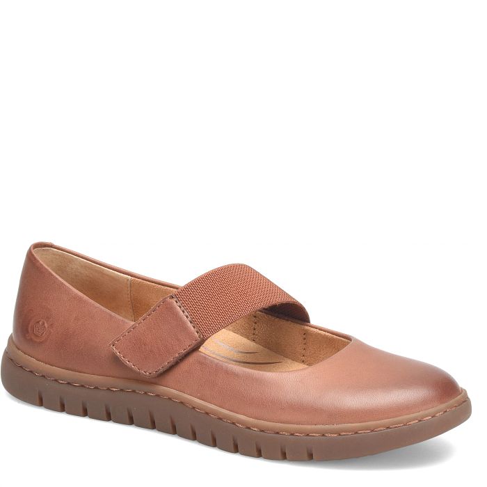 Born Dark Tan Brandy Aspen Women's Cross Strap Mary Jane Shoes  BR0076725