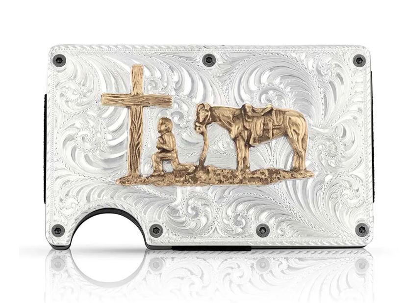 Montana Silversmiths Montana Credit Card & Cash Case with Praying Cowboy CRCARD2