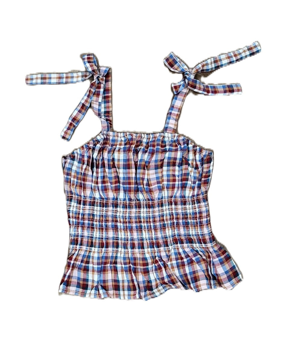 Cotton & Rye Red/White/Blue Smocked Tie Shirt CRW268M