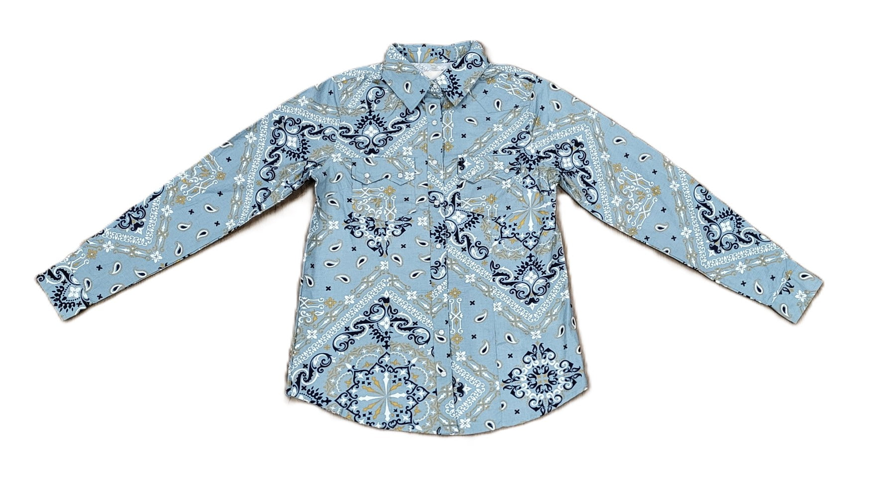 Cotton & Rye Teal Paisley Long Sleeve Western Shirt CRW602B