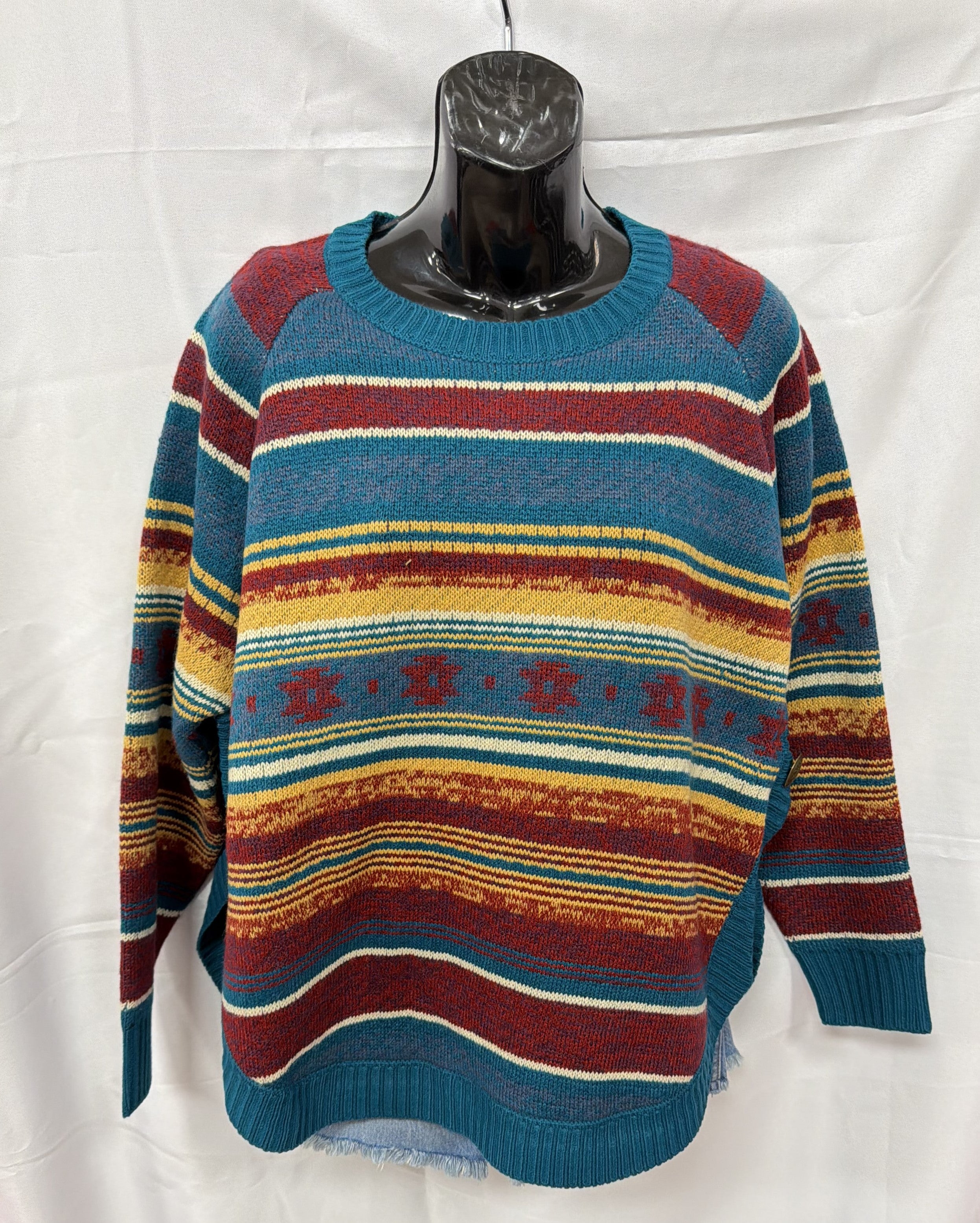 Cotton & Rye Multi Color Stripe Concho Women's Sweater CRK503M