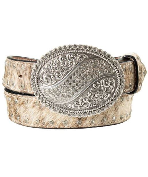Angel Ranch Light Brindle Calf Hair Body Belt with Antique Silver Finish Buckle D140010237