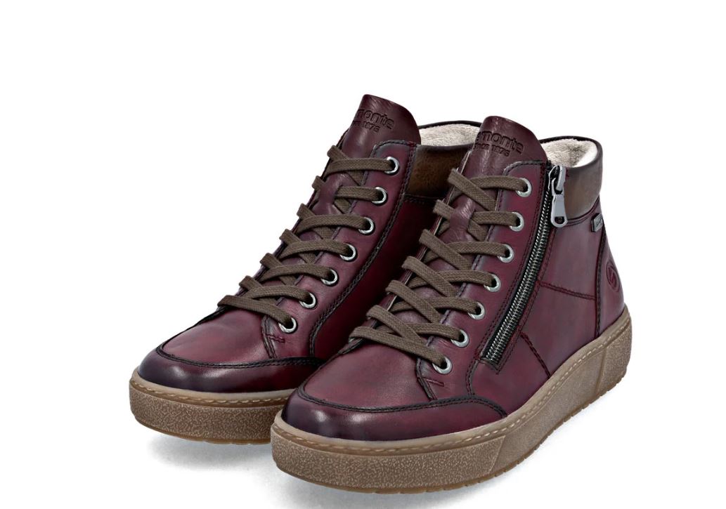 Remonte Vino/Muskat/Vinorosso Noelani Women's Side Zip Hi Top Sneakers D2T70-35