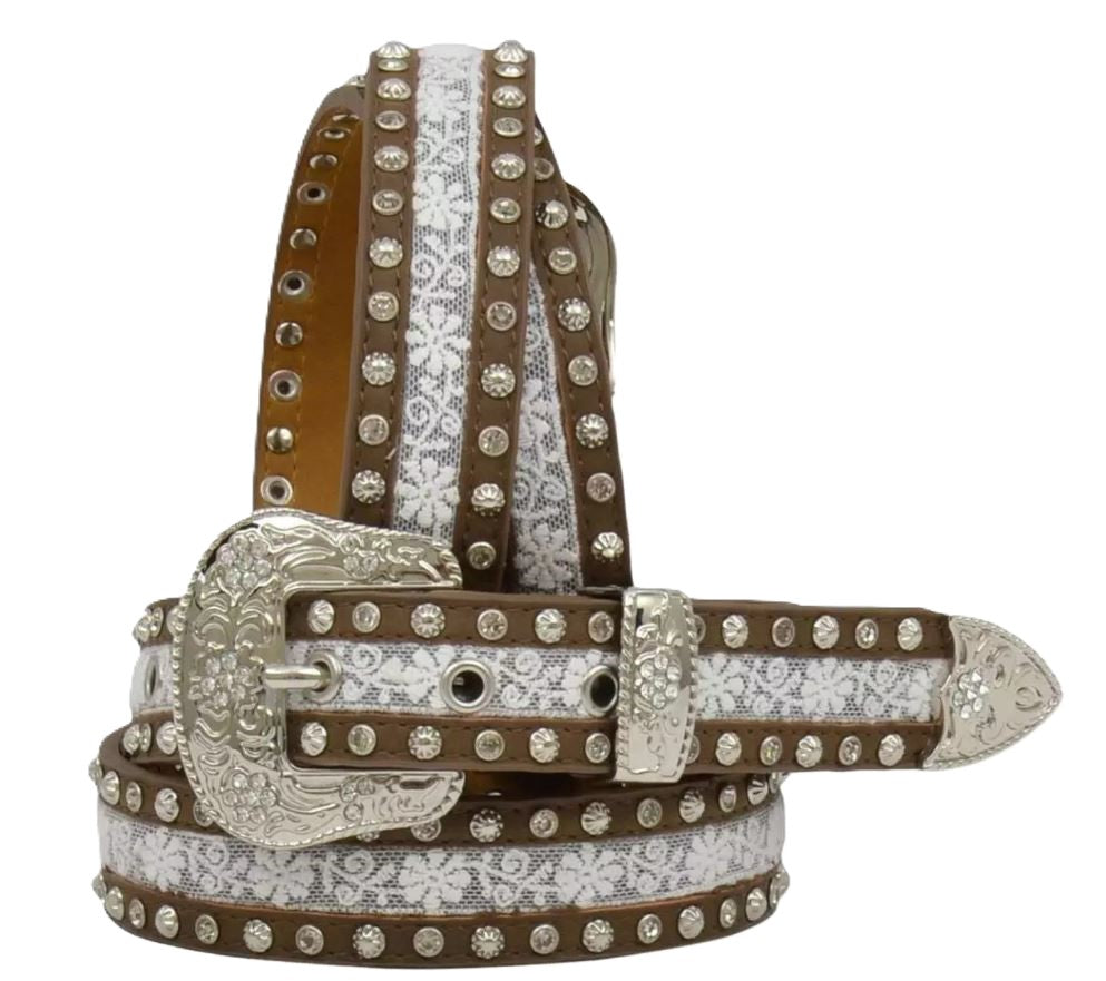 Angel Ranch Brown Distressed Leather Girls' Belt DA5212