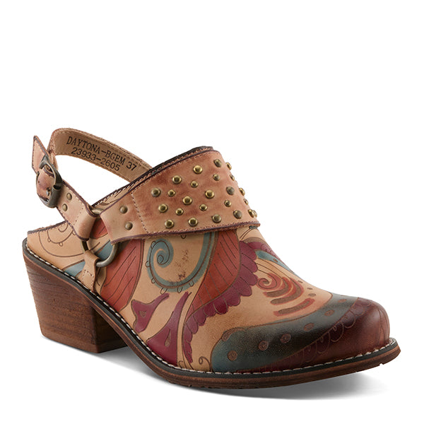 L'Artiste by Spring Step Beige Multi Daytona Women's Clogs DAYTONA-BGM
