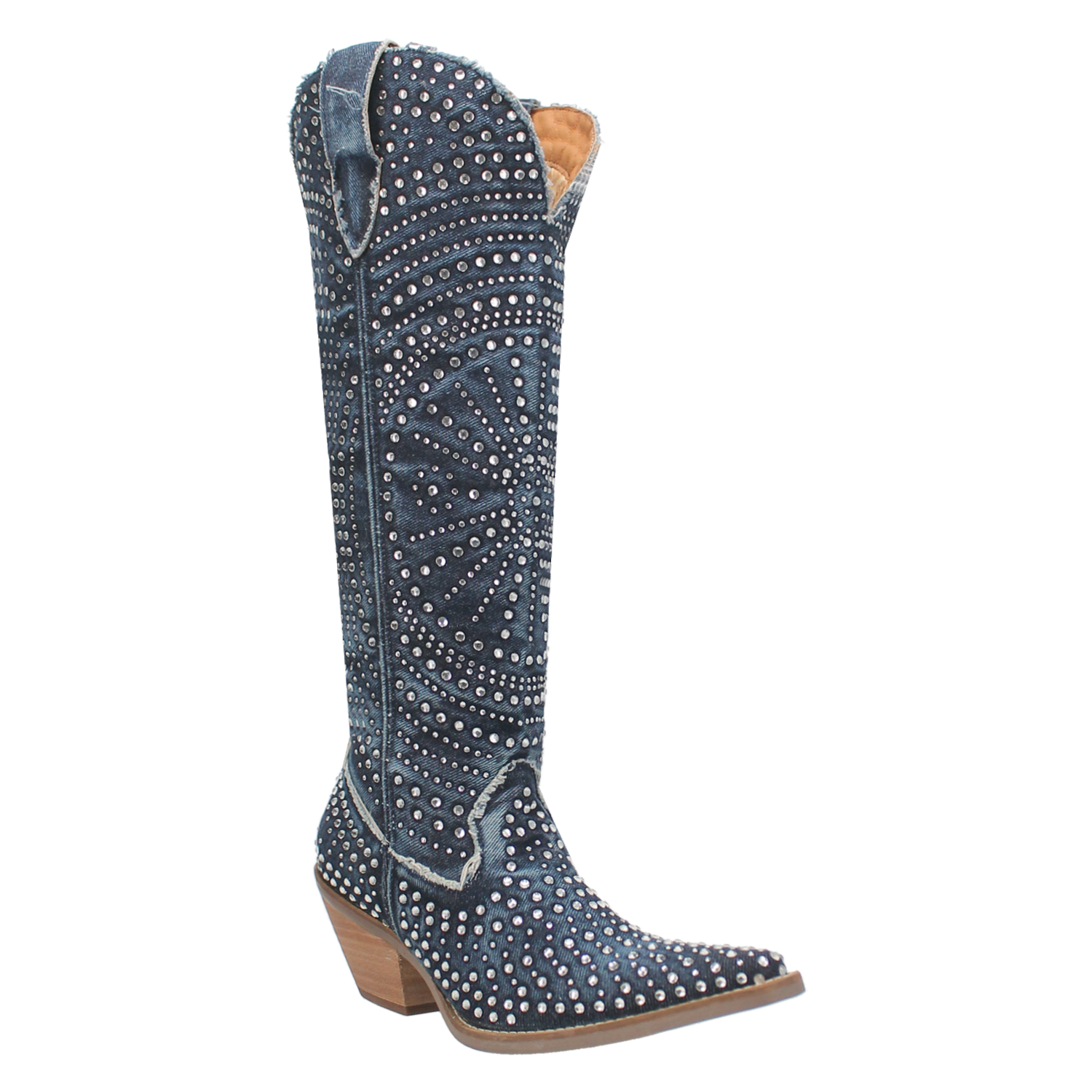 Dingo Denim color Blue Honky Tonk 15 inch Women's Snip Toe Western Boots DI1300-BLUE