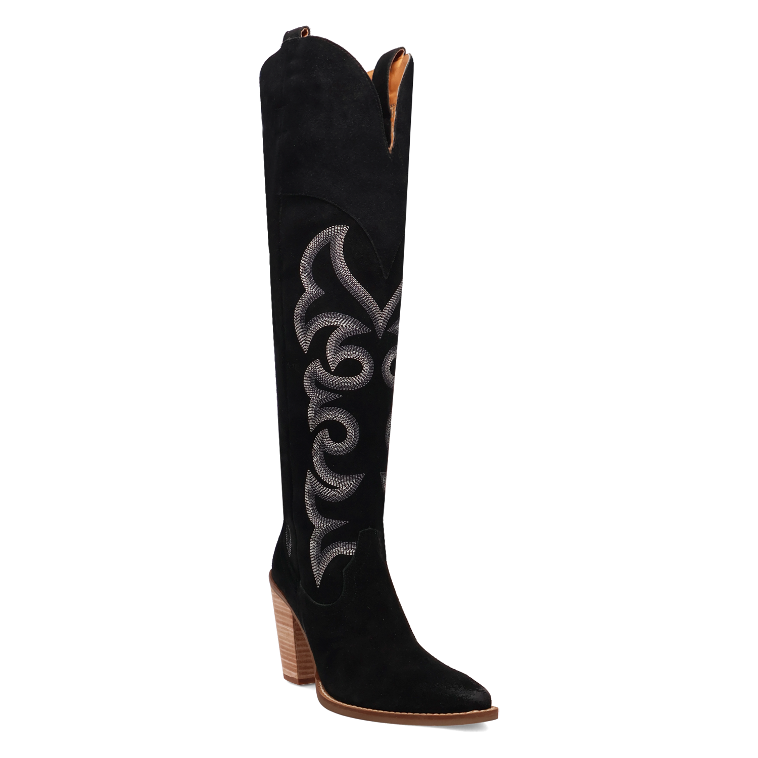 Dingo Black/Black Primadonna Suede Snip Toe Knee High Women's Western Boots DI2190-BLK