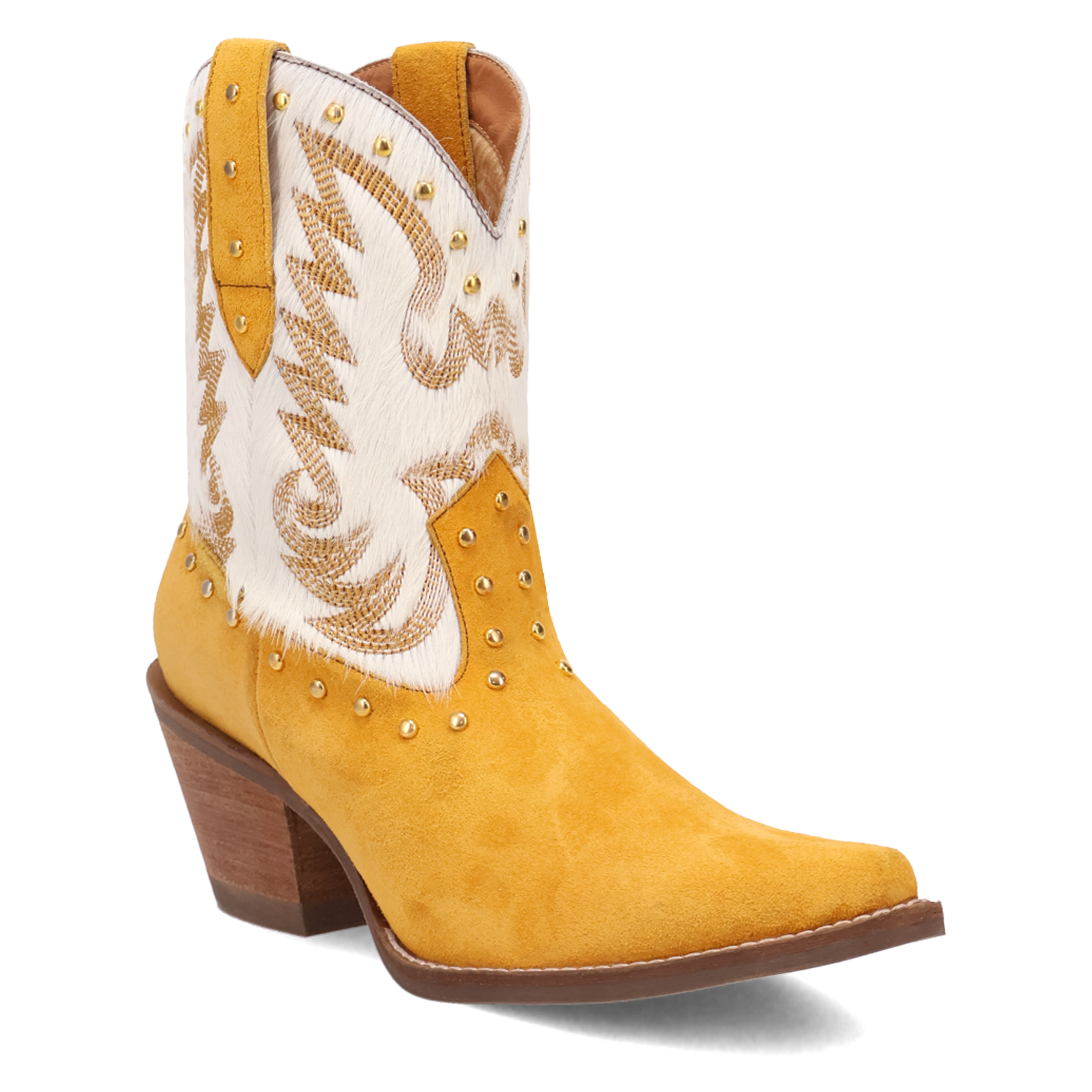 Dingo Yellow Rodeo Queen Women's Snip Toe Hair On Western Boots DI2222-YELLOW