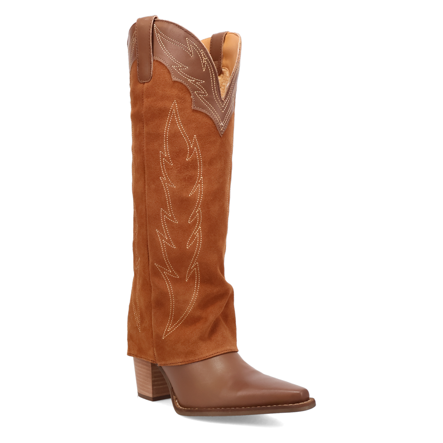 Dingo Brown Wild Horses (also called Wild Fire) Women's 16 inch Suede Shaft Snip Toe Western Boots DI2280-BRN