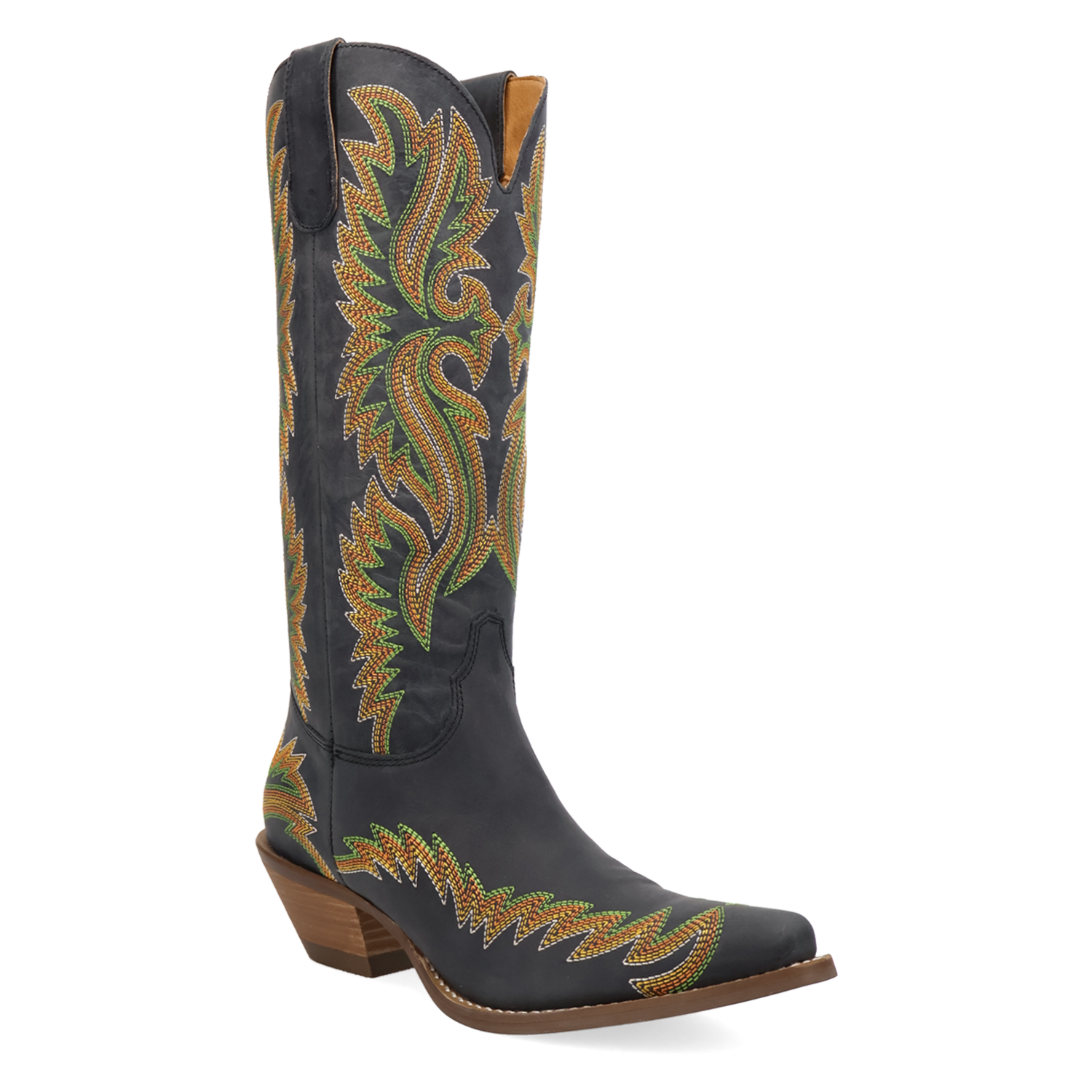 Dingo Black Lantana Women's 12 inch Snip Toe Leather Boots DI2455-BLK