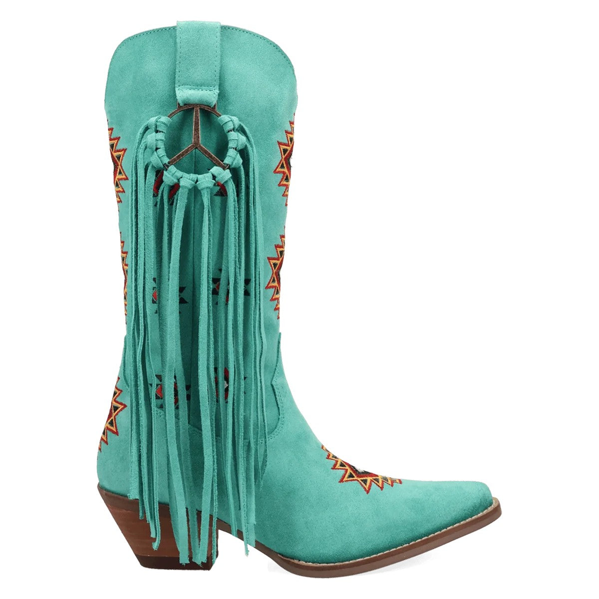 Dingo Green Sweet Dreams Women's Suede Fringe Snip Toe Western Boots DI2710-GREEN