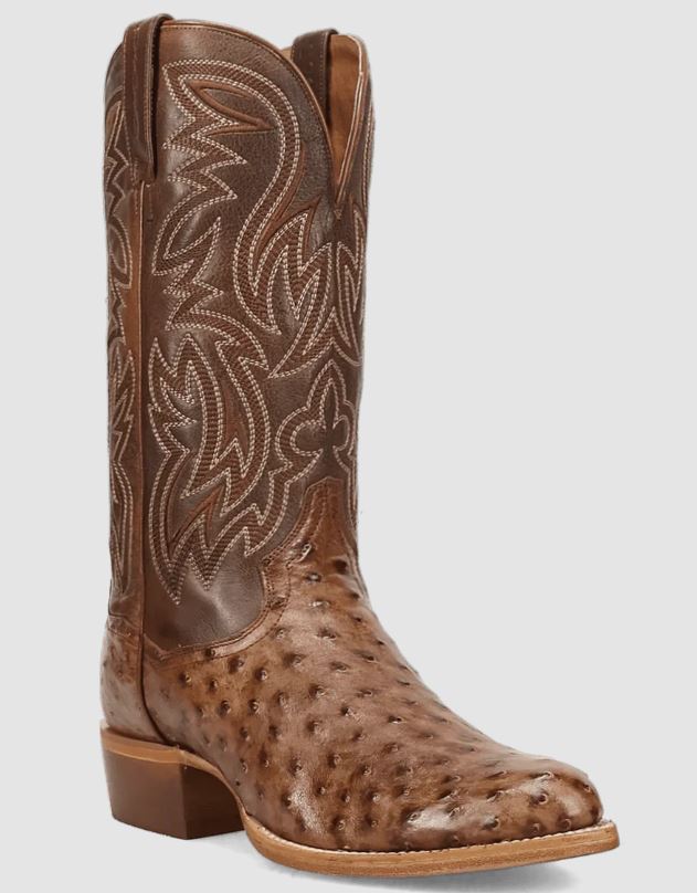 Dan Post Brown Gauge Full Quill Ostrich Men's Exotic Western Boots DP7130