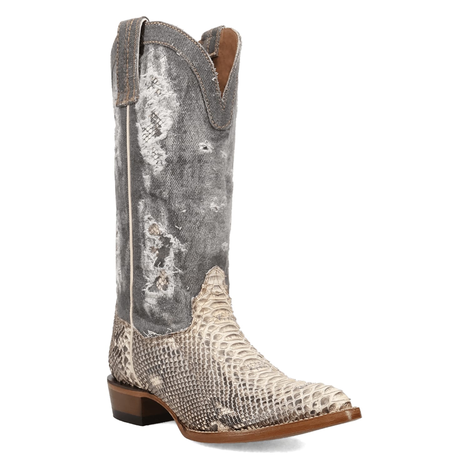 DanPost Natural/Denim Vix Python Leather Women's Western Boots DP7155
