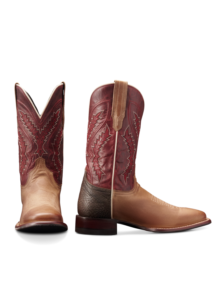 Tecovas Oat/Red The Doc Frontier Men's Broad Square Toe Cowboy Boots M