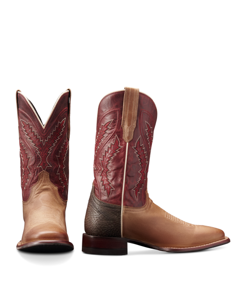 Tecovas Oat/Red The Doc Frontier Men's Broad Square Toe Cowboy Boots M