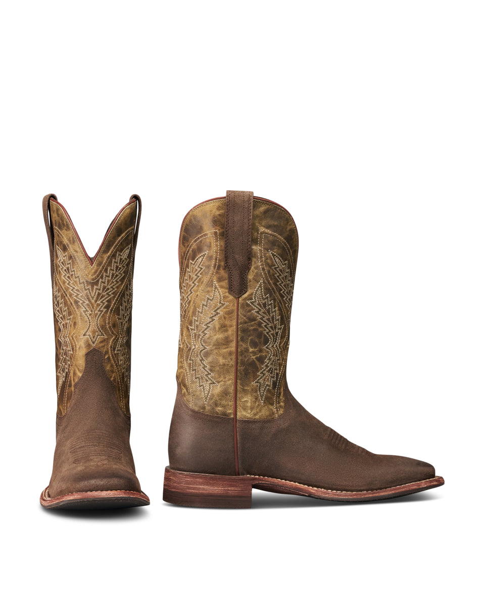 Tecovas Moss 'The Doc Frontier' Men's 12 inch Broad Square Toe Suede Cowboy Boots DOC FRONTIE MOS