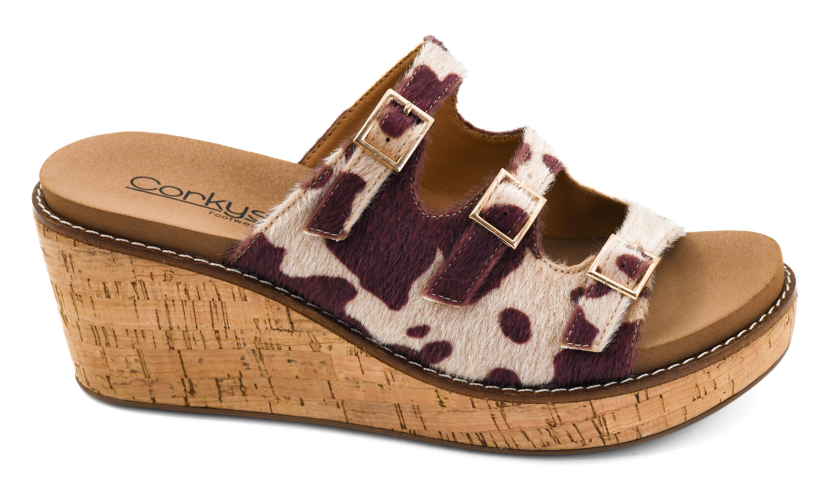 Corky Tan Brown Cow Don't Mind Me Women's Wedge Sandals 41-0656
