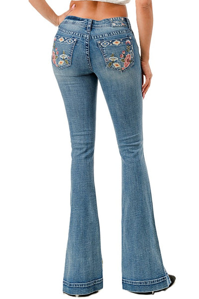【NOICE】 W WASHED FLARED JEANS /追跡付 Light Wash Mustang High Risin Released Hem Flare Jeans
