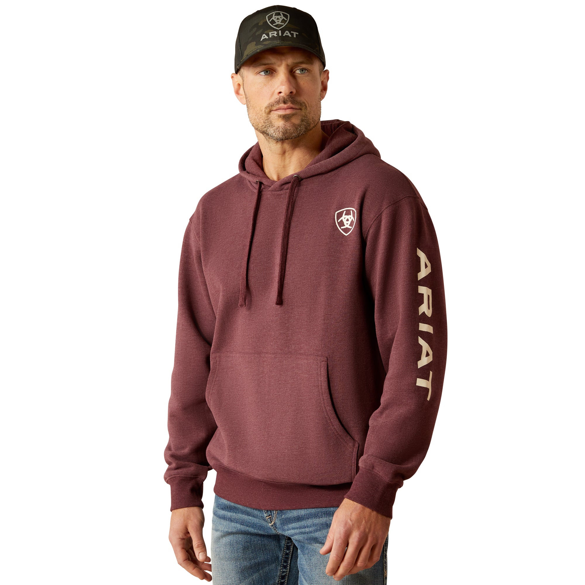 Ariat Malbec Heather/Soft White Men's Logo Hoodie 10052768