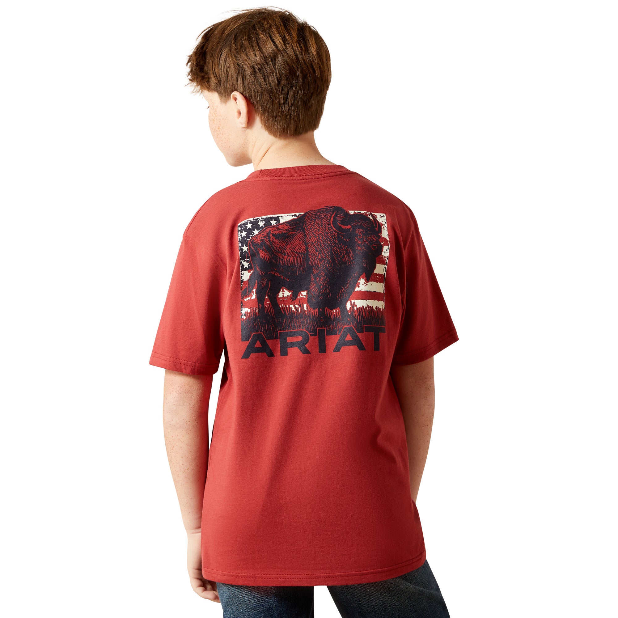 Ariat Brick Red Buffalo Flag Boys' T-Shirt 10065979