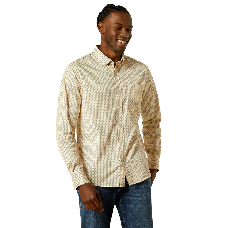 mens off white dress shirt Ariat Men's Maverick Modern Fit Long Sleeve Shirt, Off White