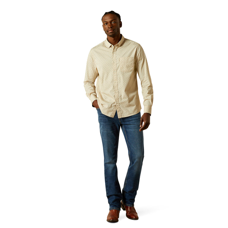 Ariat Men's Maverick Modern Fit Long Sleeve Shirt, Off White