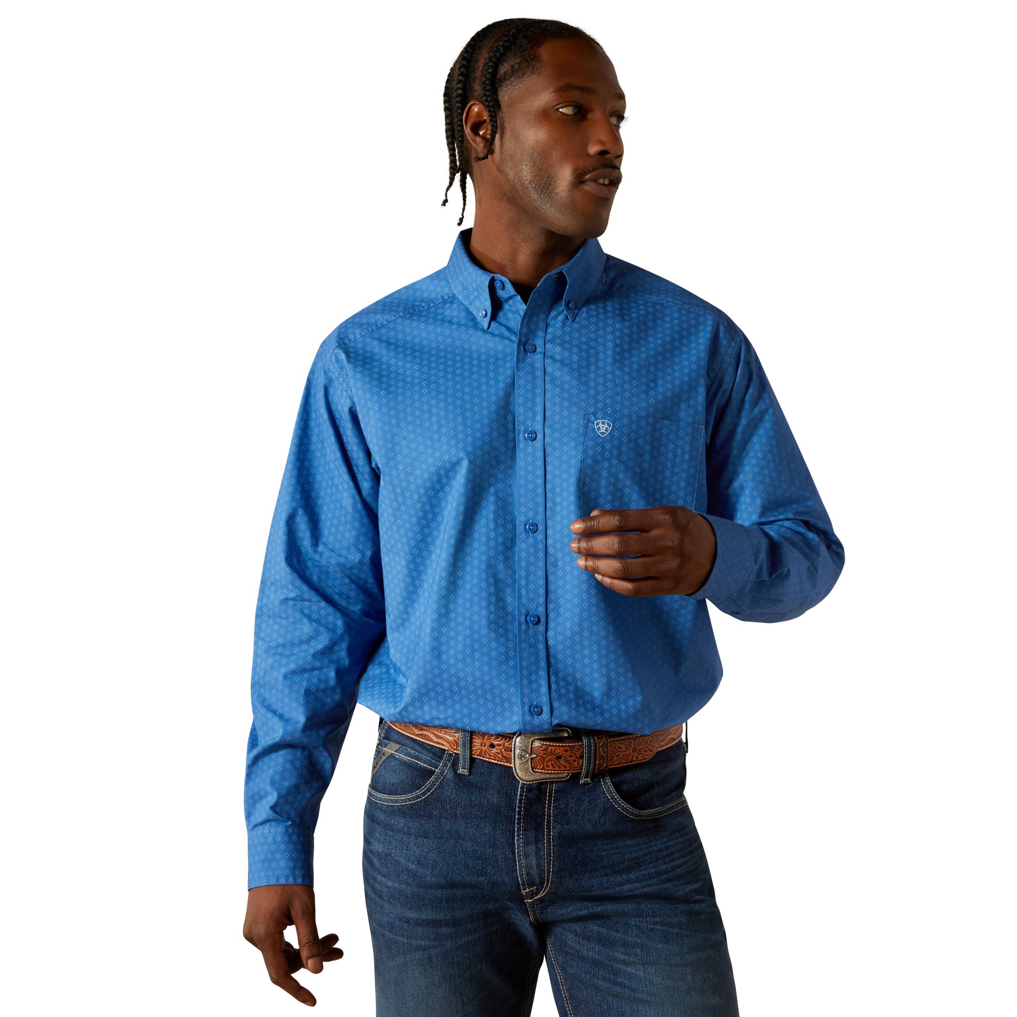 Ariat Royal Blue Stratford Men's Collared Classic Fit Longsleeve Shirt 10062238