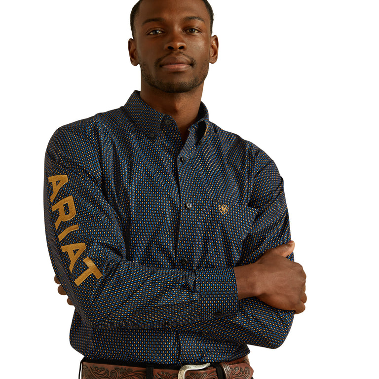 Ariat Men's Team Portland Fitted Shirt, Black/Gold Medium