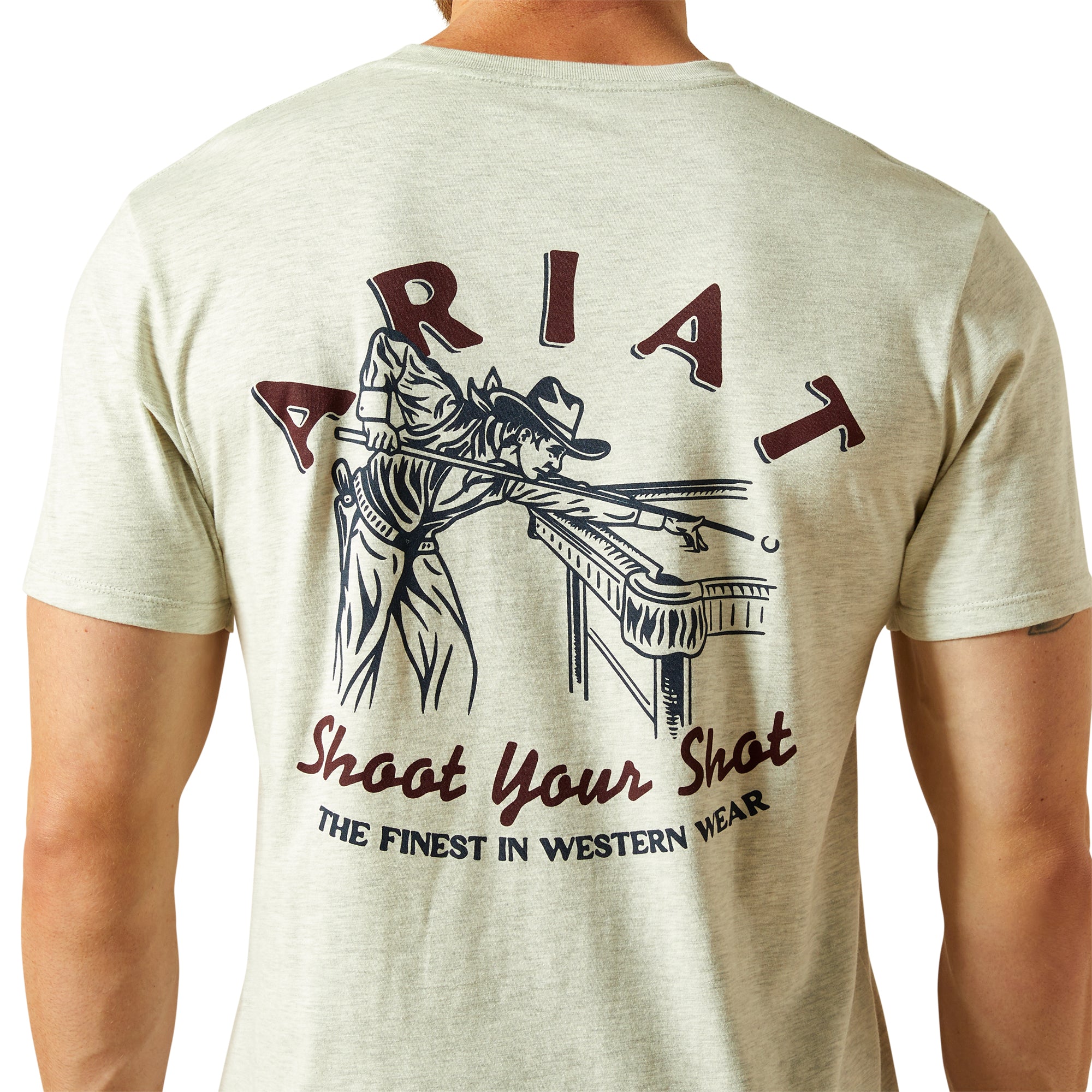 Ariat Oatmeal Heather Straight Shooter Men's Short Sleeve T-Shirt 10062412