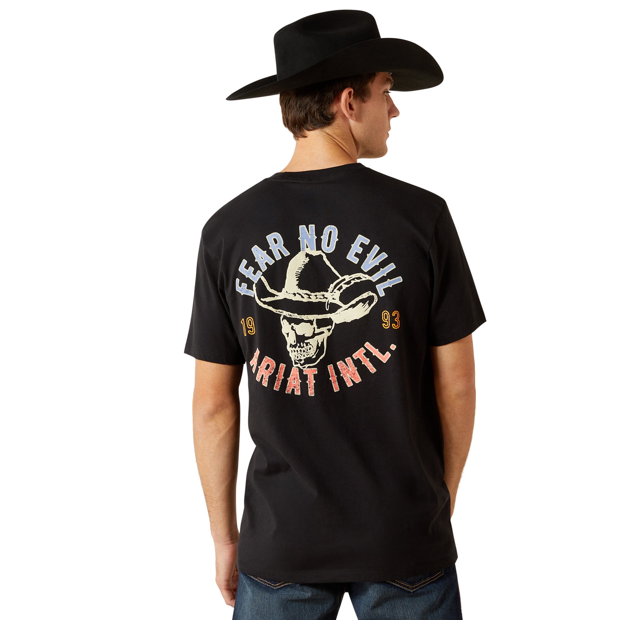 Ariat Black Stitched Skull Men's 'Fear No Evil' Short Sleeve T-Shirt 10062423