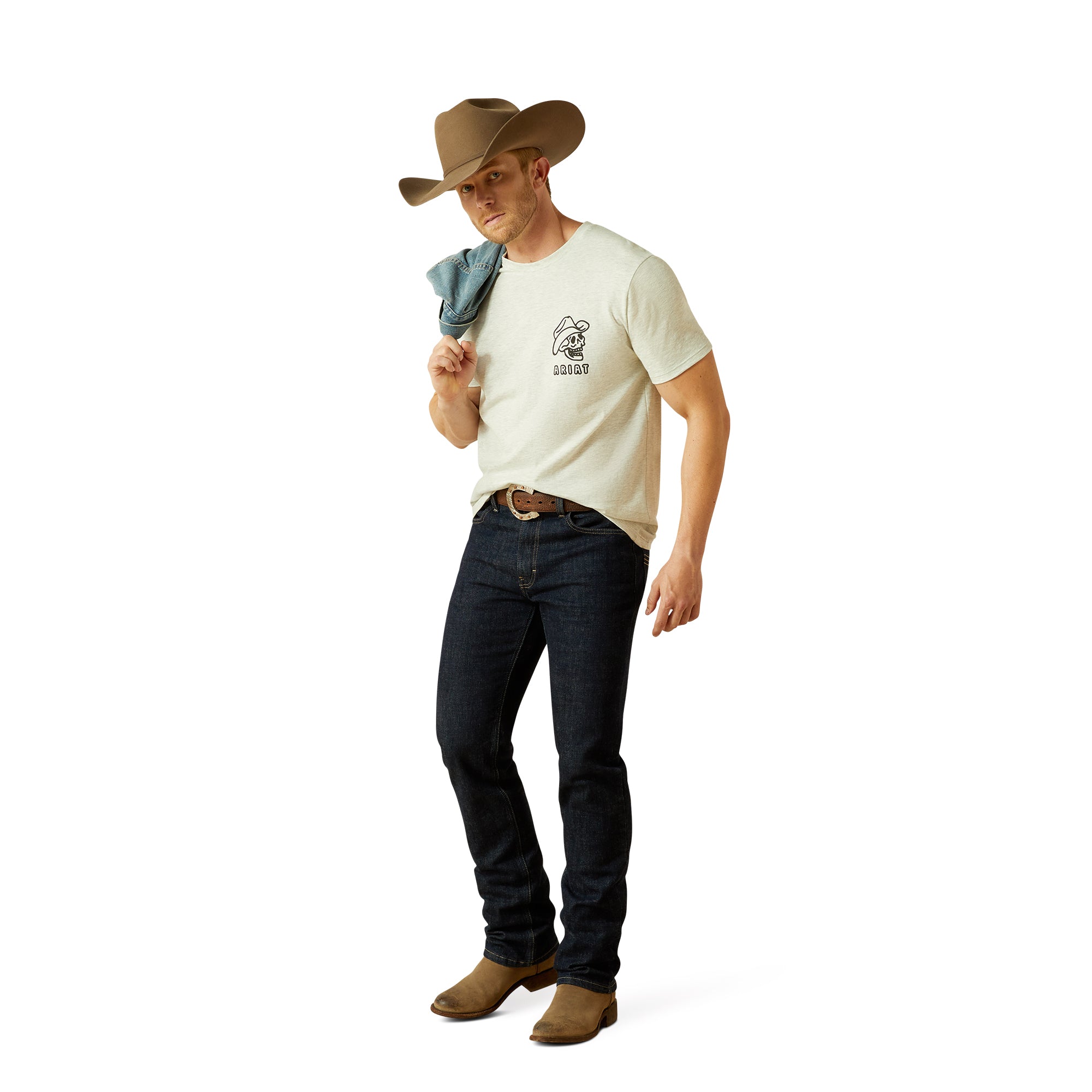 Ariat Oatmeal Heather 'Drinking Buddies' Men's Short Sleeve T-Shirt 10062426