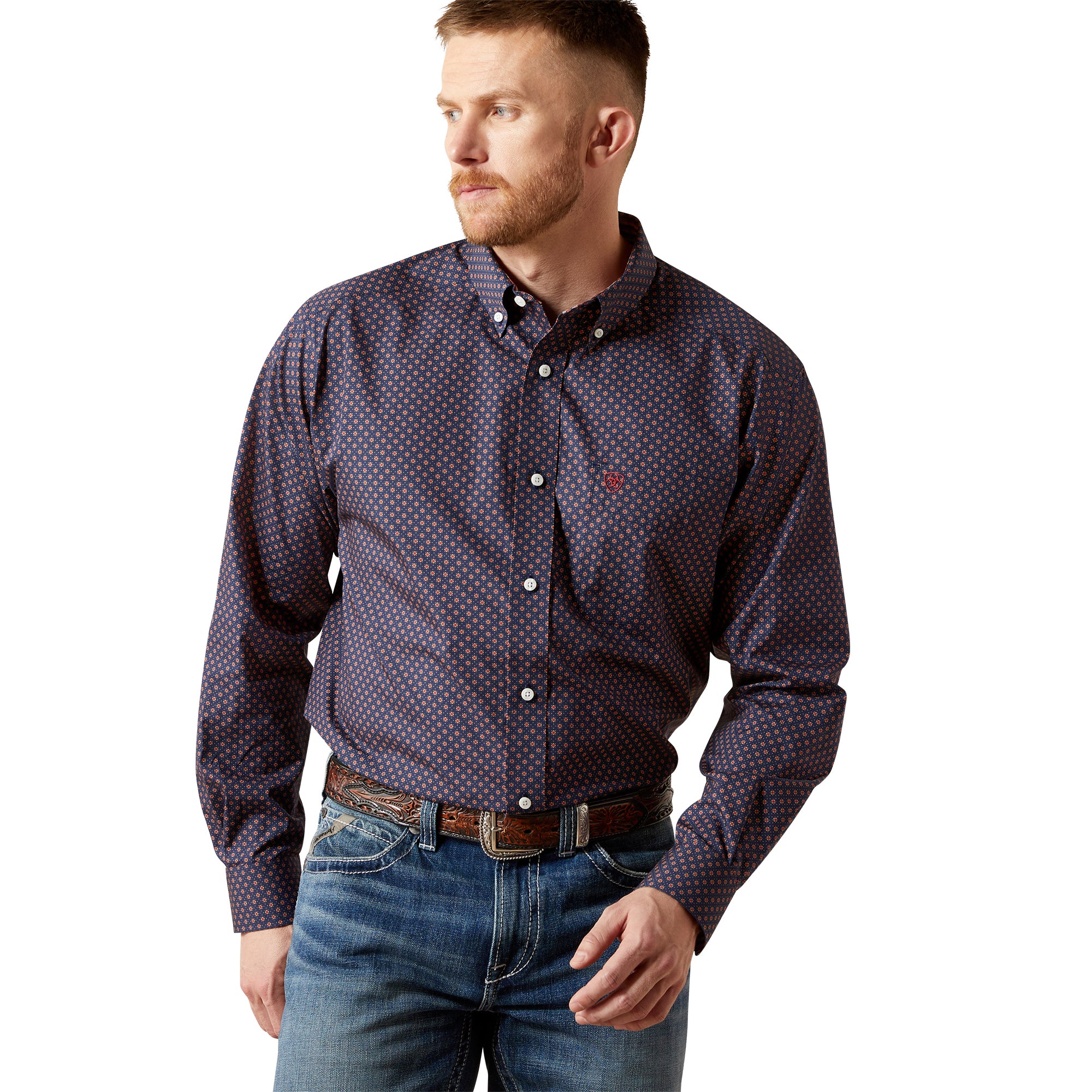 Ariat Navy Wrinkle Free Briggs Men's Classic Fit Shirt 10065808