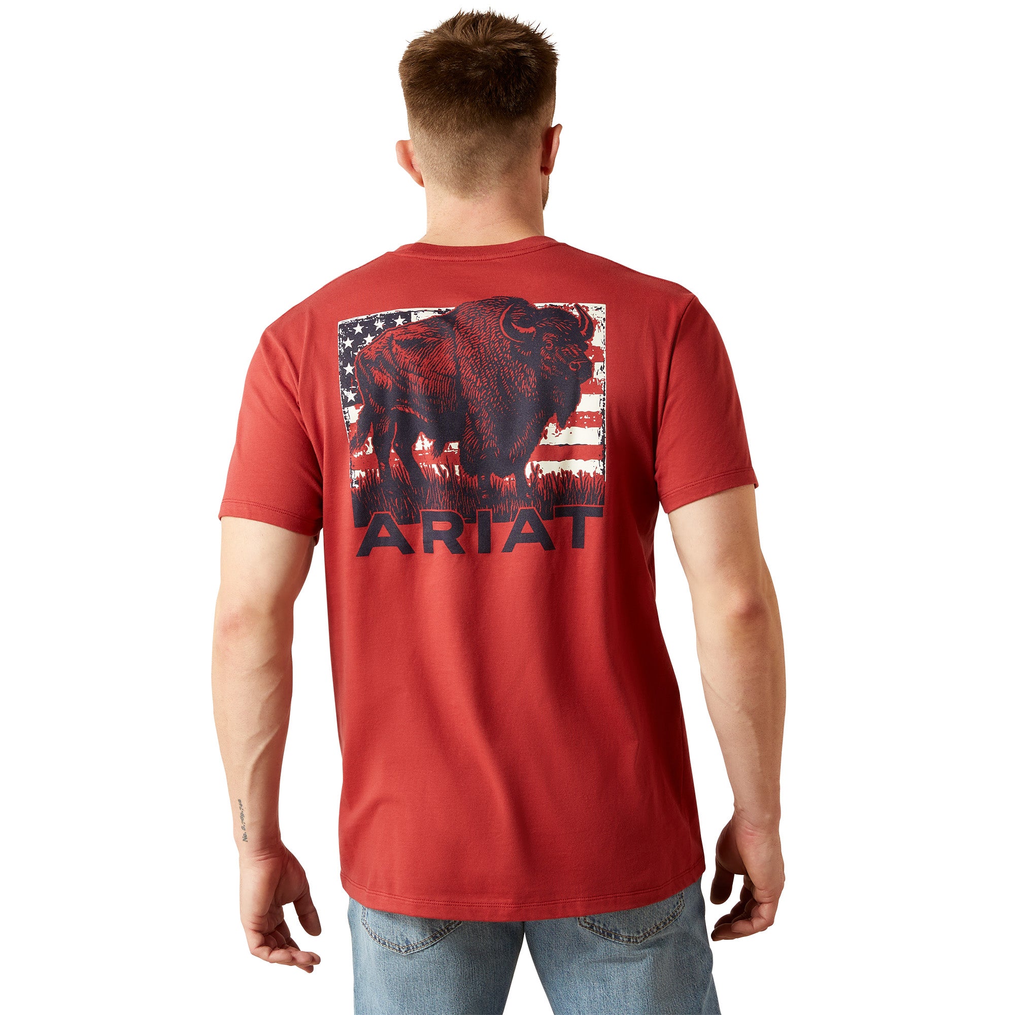 Ariat Brick Red Buffalo Flag Men's T-Shirt 10065897