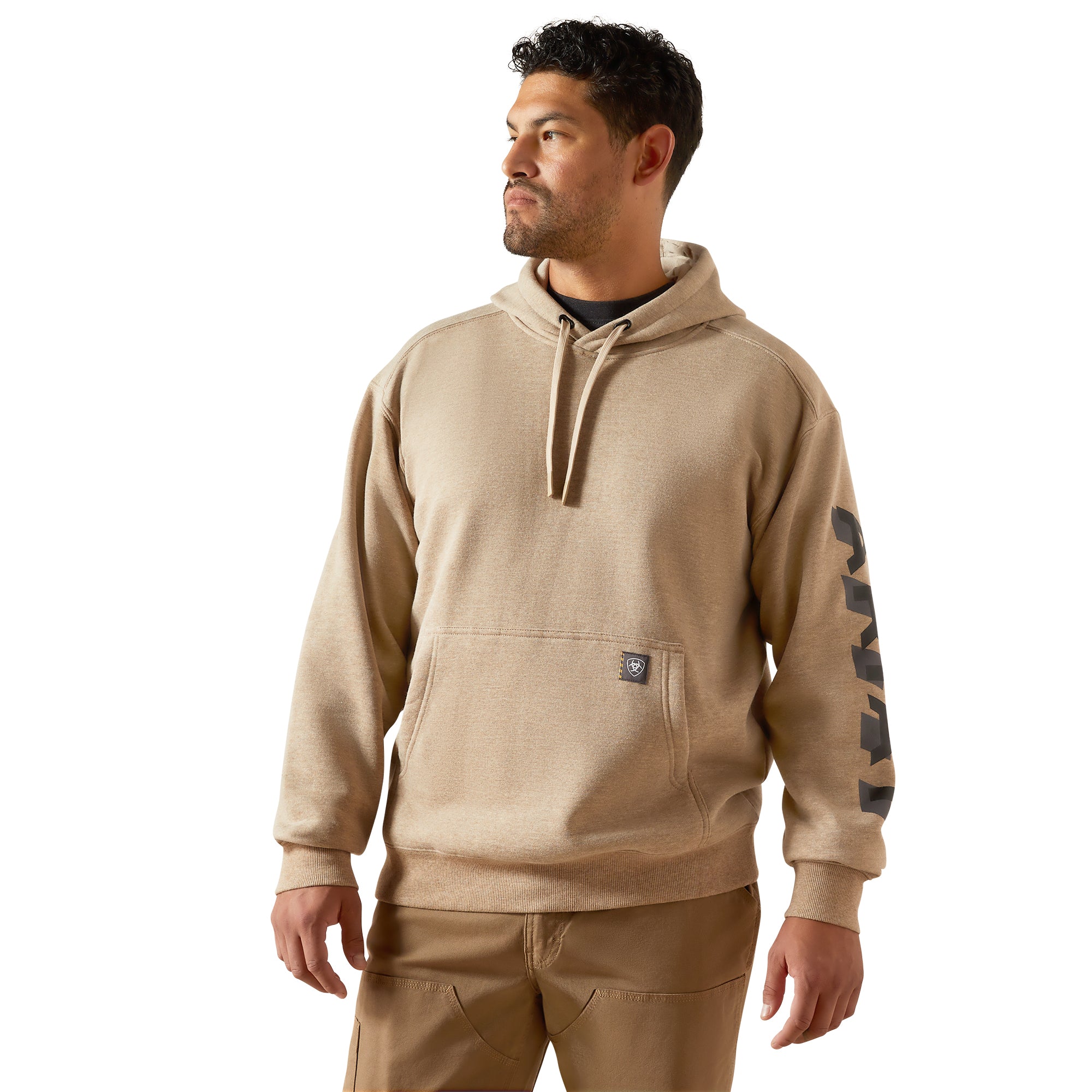 Ariat Oatmeal Heather Rebar Lightweight Men's Logo Hoodie 10062712