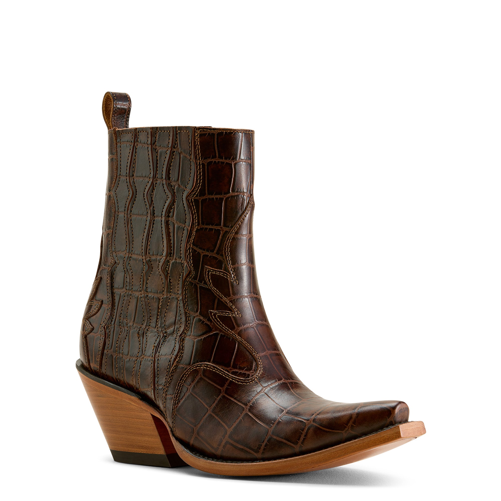Ariat Luxe Espresso Croc Print Jade X Toe Western Boots 10063821