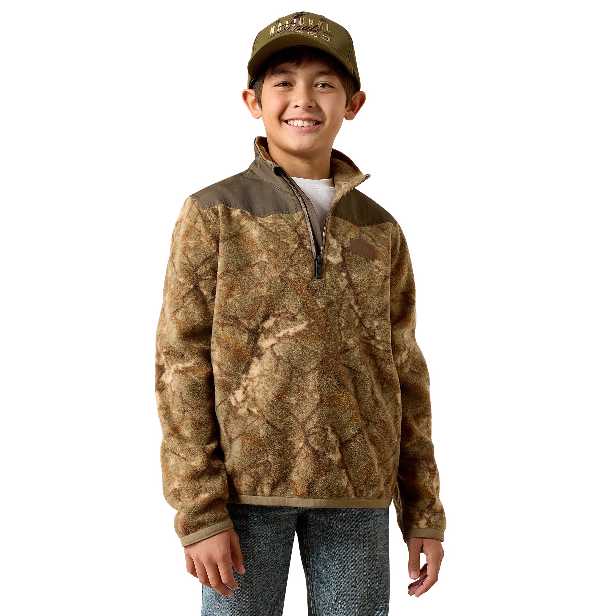 Ariat Savannah Tan Camo Youth Basis Fleece 1/4 Zip Pullover 10079433