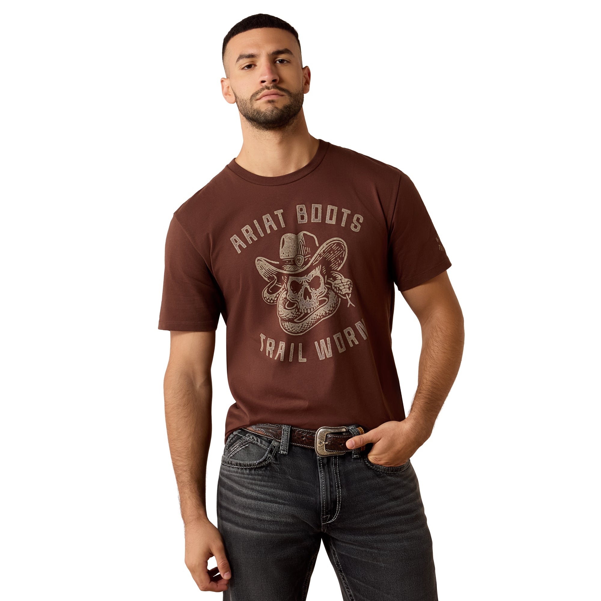 Ariat Deep Mahogany Desert Skull Men's Short Sleeve Graphic T-Shirt 10079598