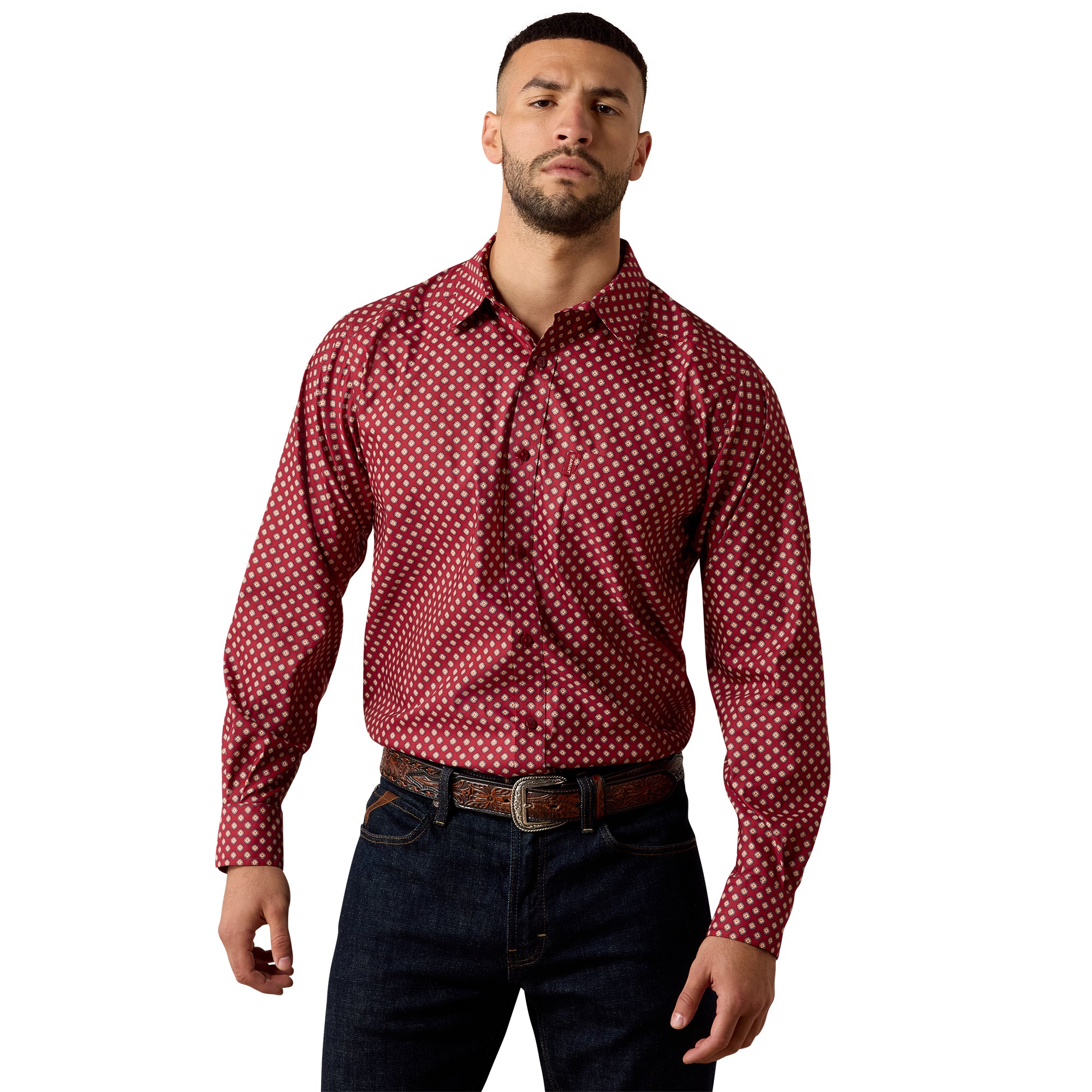 Ariat Biking Red Geo Print Men's Everything Classic Fit Shirt 10079807