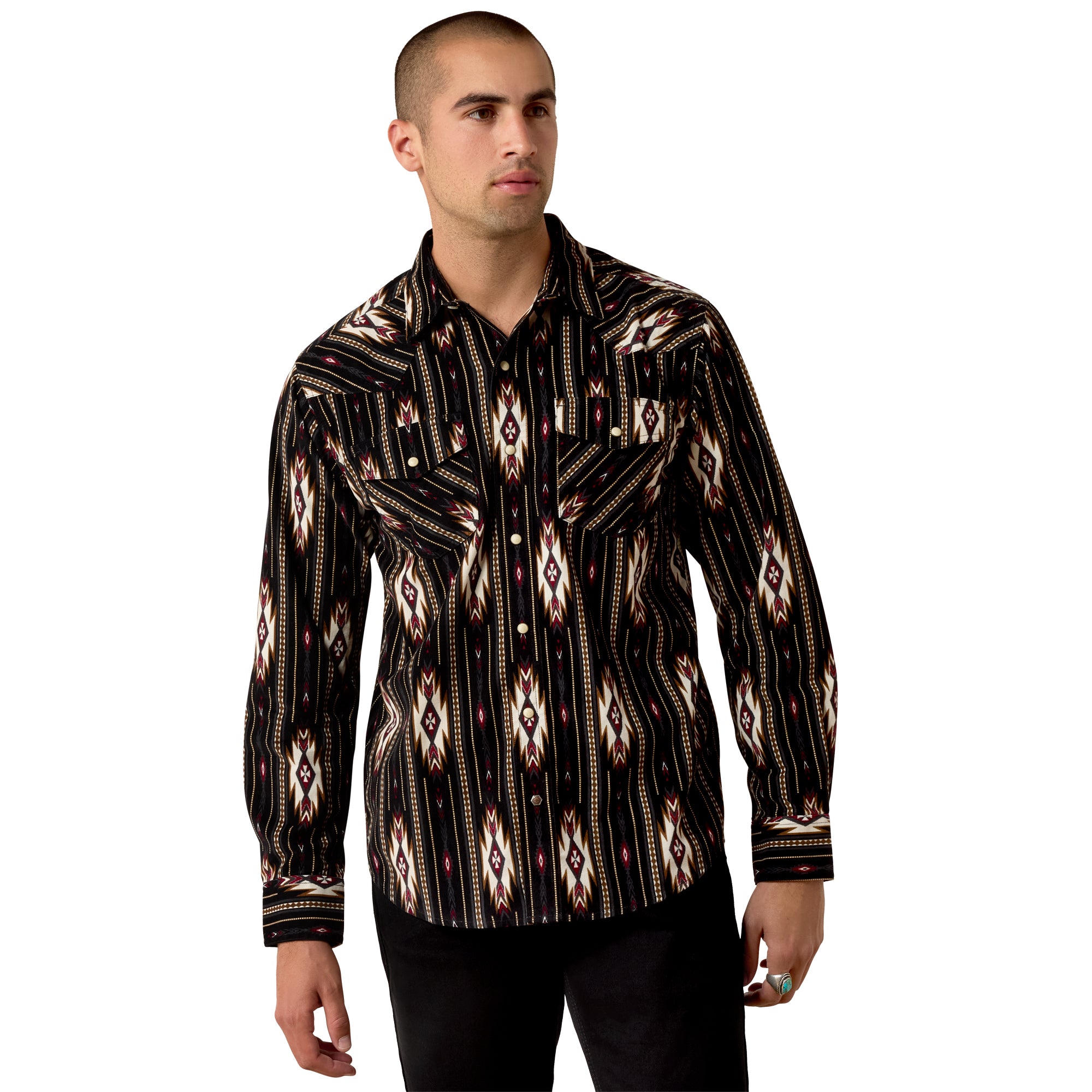 Ariat Phantom Southwest Print Retro Holbert Corduroy Men's Fitted Snap Shirt 10080504