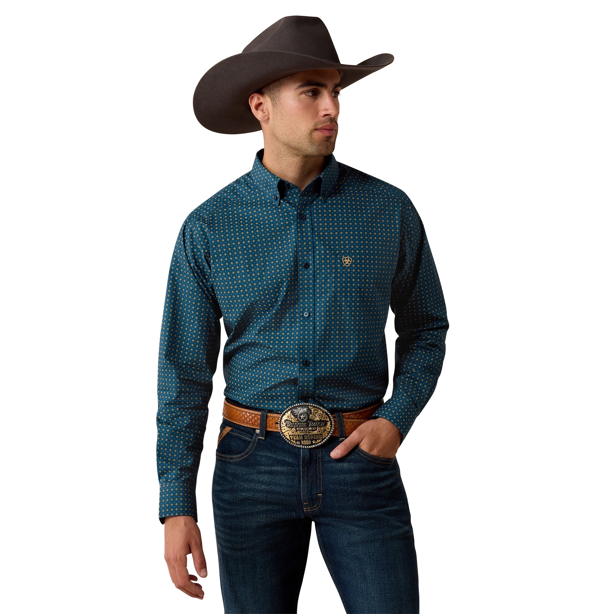 Ariat Majolica Blue Geo Print Lavato Men's Classic Fit Shirt 10080598