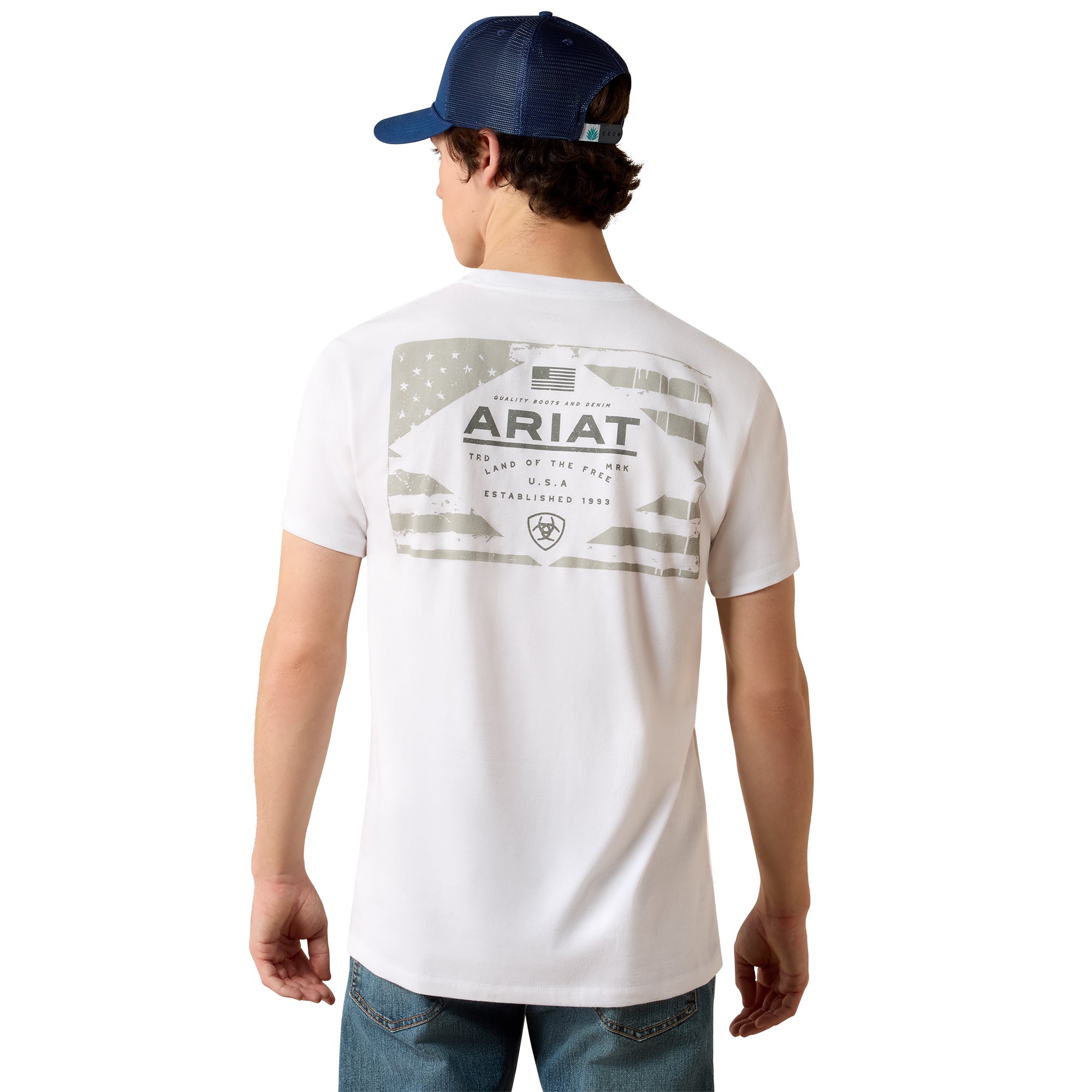 Ariat White Lockup Flag Painted Men's T-Shirt 10080626