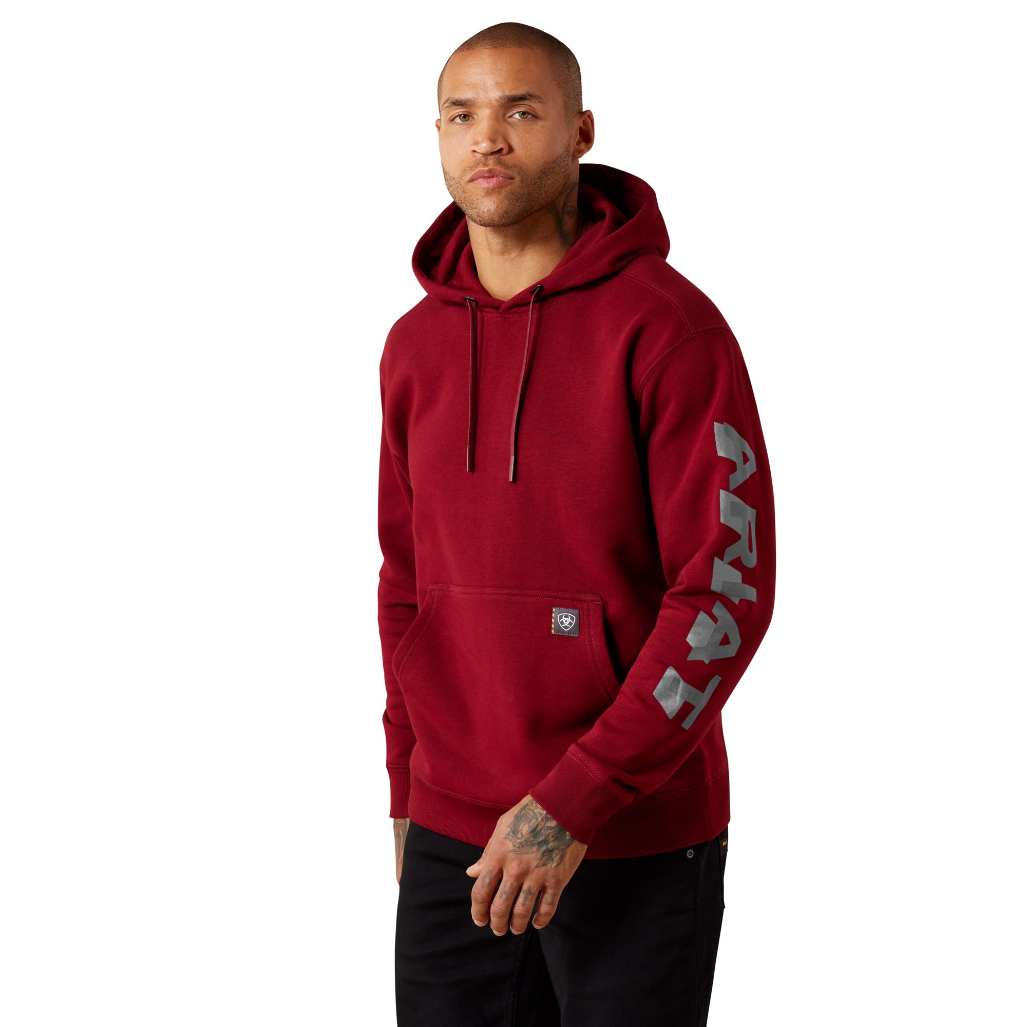 Ariat Pomegranate/Licorice Rebar Lightweight Men's Logo Hoodie 10079708