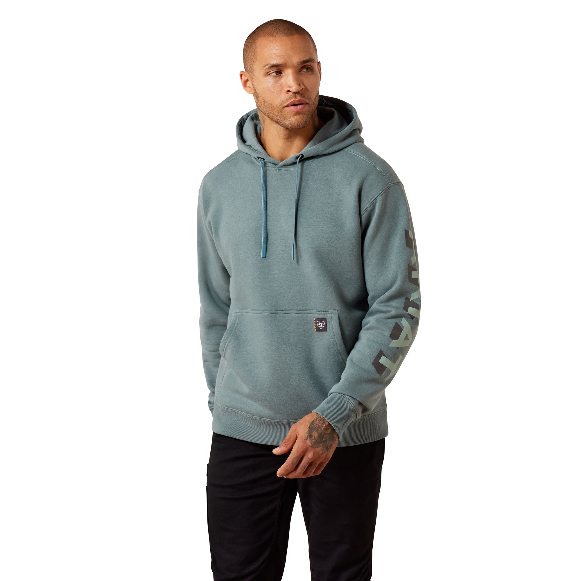 Ariat North Atlantic/Green Milieu Rebar Lightweight Men's Logo Hoodie 10079751