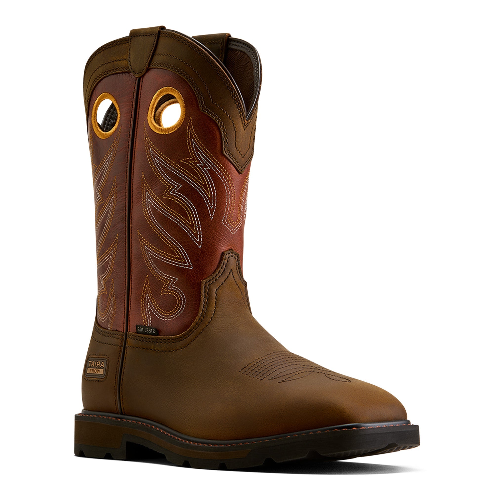 Ariat Brown Groundwork Steel Toe Men's Wide Square Toe Work Boots 10082160