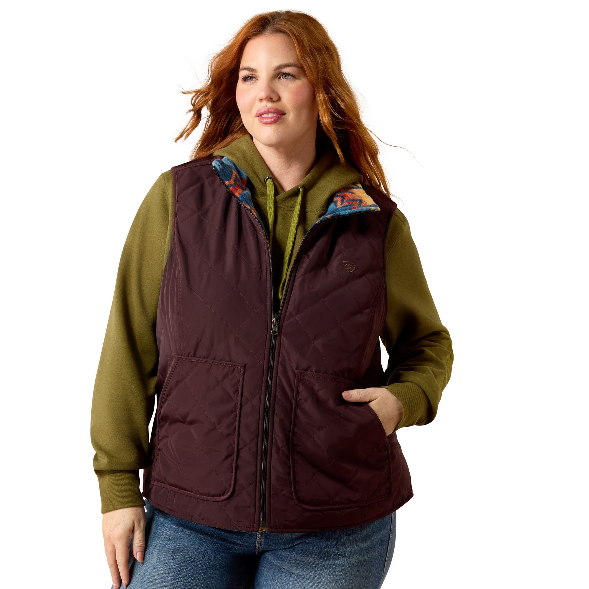 Ariat Chocolate Plum/Lakeside Southwest Dilon 2.0 Women's Reversible Insulated Vest 10079665