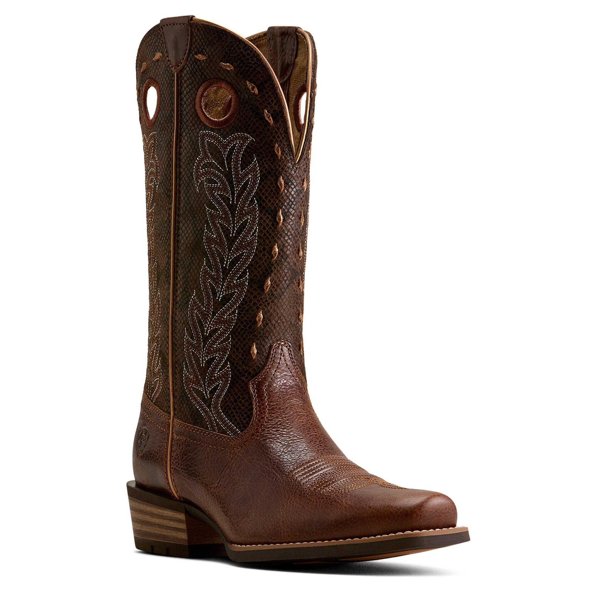 Ariat Deepest Tan/Chocolate Snake Print Lucera Narrow Cutter Toe Western Boots 10080295