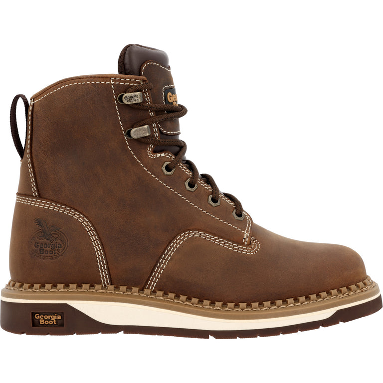 Georgia Boot Brown AMP LT Wedge Women's 6 inch Soft Toe Work Boots GB00512TS