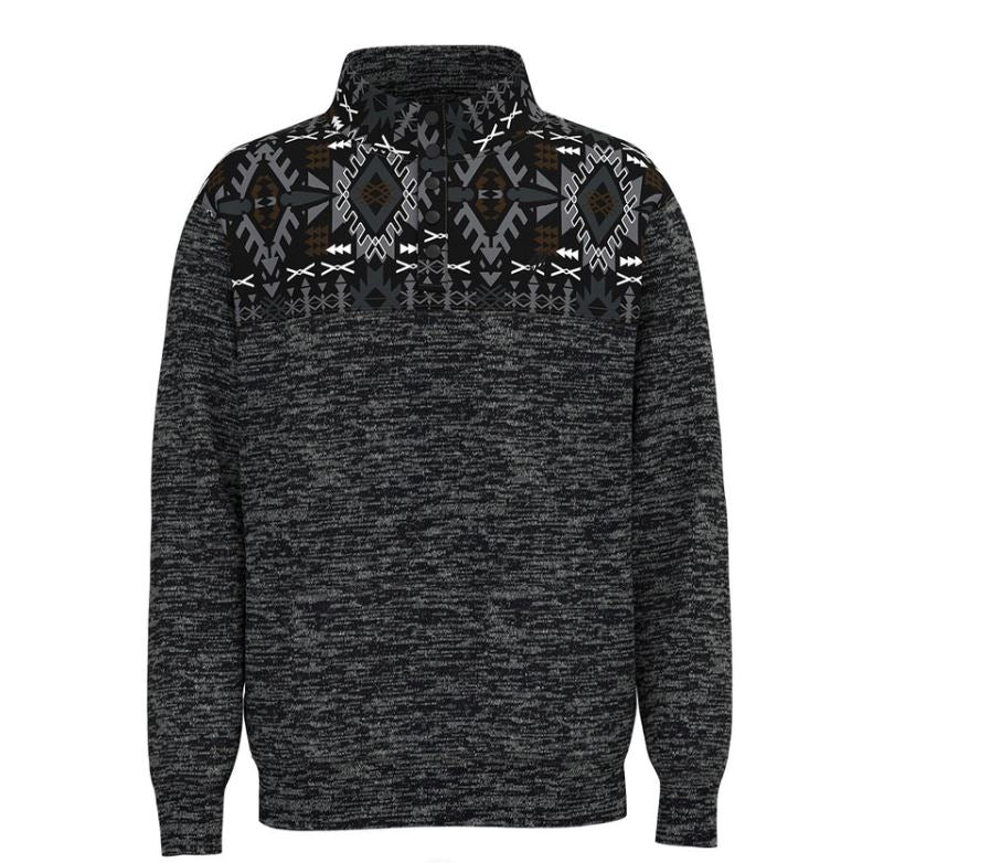 Hooey Black with Grey and Tan Aztec Designs Stevie Men's Pullover HH134BKAZ